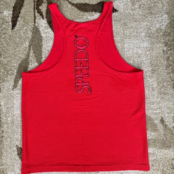 Vintage 1993 Speedo Muscle Tank Top, Mens XL, Red Ribbed Single Stitch Tank USA - Picture 4 of 10